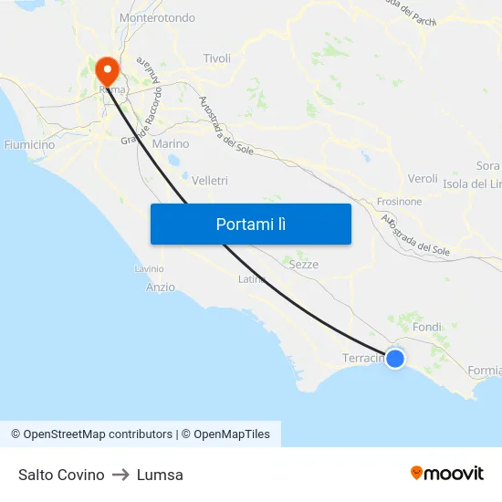 Salto Covino to Lumsa map