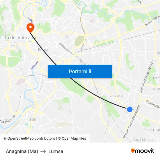 Anagnina (Ma) to Lumsa map