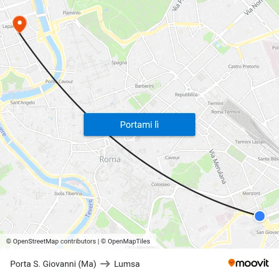 Porta S. Giovanni (Ma) to Lumsa map