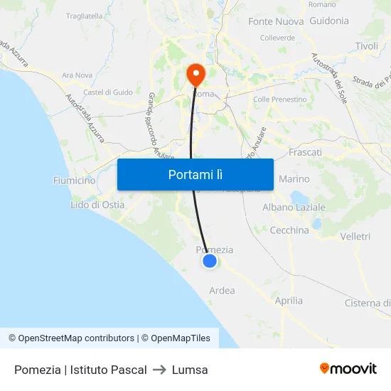 Pomezia | Istituto Pascal to Lumsa map