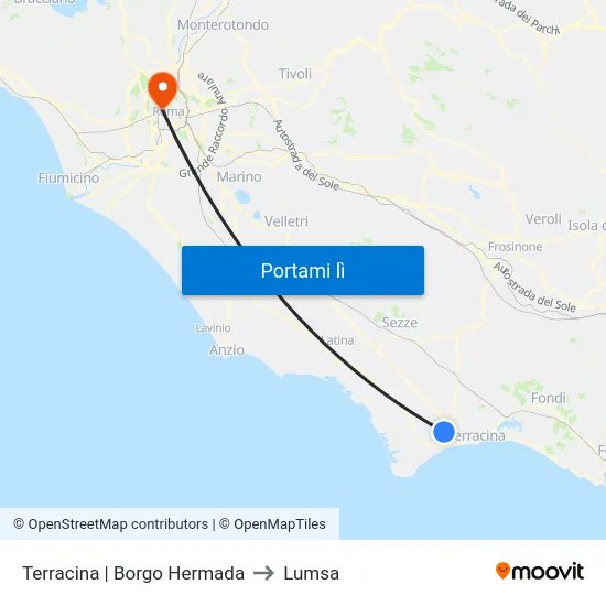 Terracina | Borgo Hermada to Lumsa map