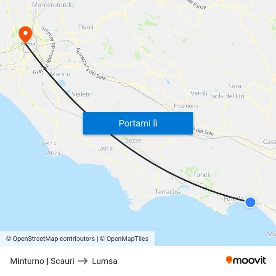 Minturno | Scauri to Lumsa map