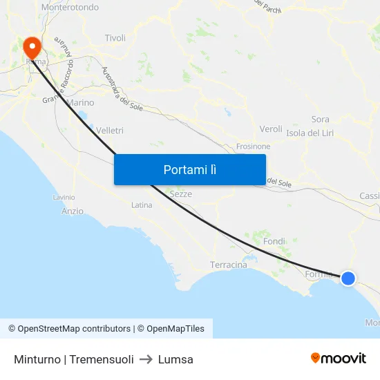 Minturno | Tremensuoli to Lumsa map
