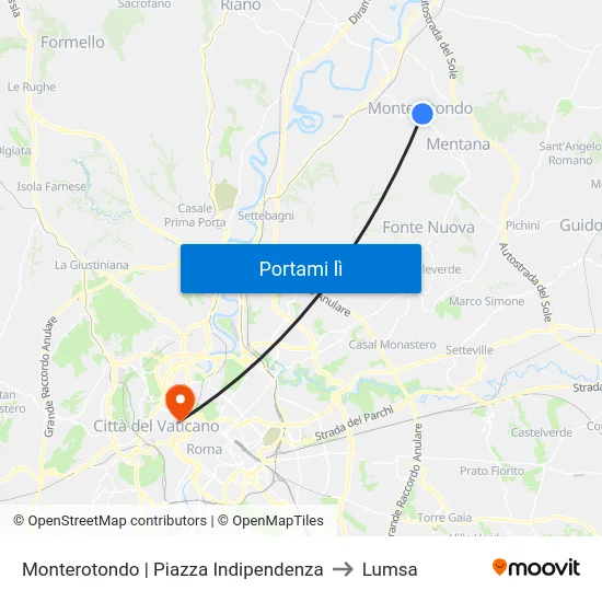 Monterotondo | Piazza Indipendenza to Lumsa map