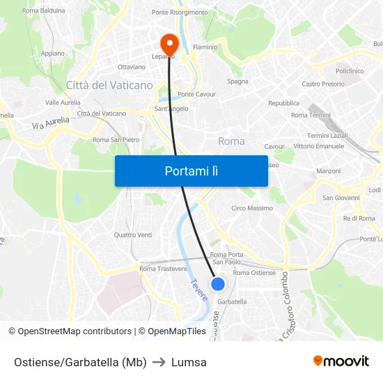 Ostiense/Garbatella (Mb) to Lumsa map