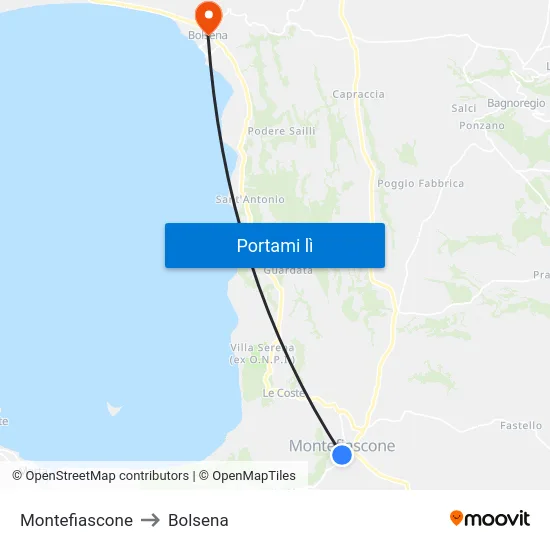 Montefiascone to Bolsena map