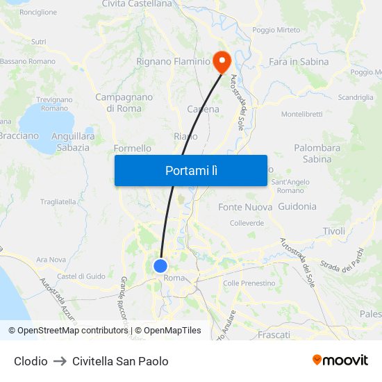 Clodio to Civitella San Paolo map