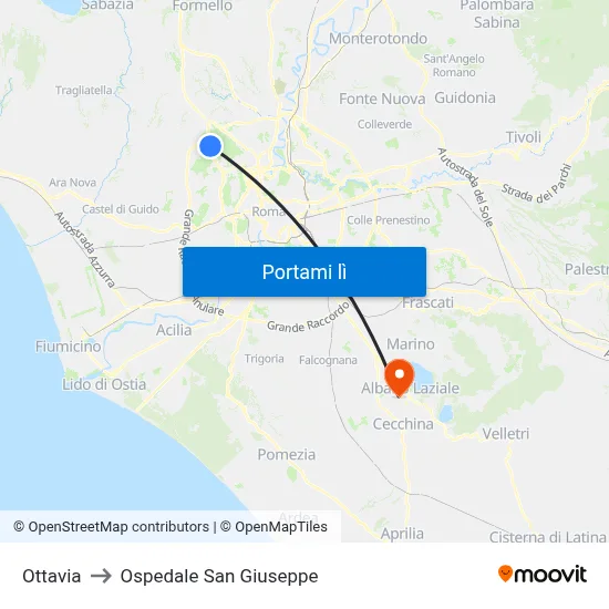 Ottavia to Ospedale San Giuseppe map