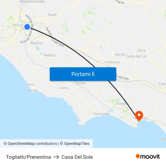 Togliatti/Prenestina to Casa Del Sole map