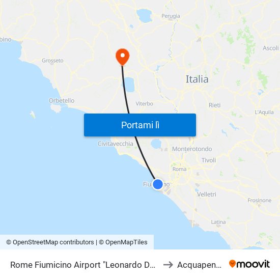 Rome Fiumicino Airport "Leonardo Da Vinci" (Fco) to Acquapendente map