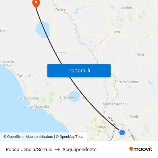 Rocca Cencia/Serrule to Acquapendente map
