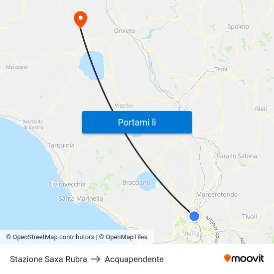 Stazione Saxa Rubra to Acquapendente map