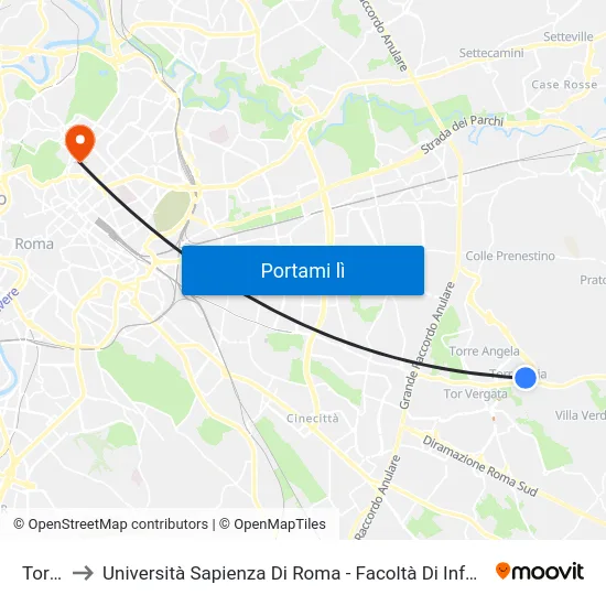 Torre Gaia to Università Sapienza Di Roma - Facoltà Di Informatica, Sociologia, Scienze Della Comunicazione map