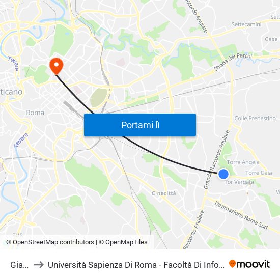 Giardinetti to Università Sapienza Di Roma - Facoltà Di Informatica, Sociologia, Scienze Della Comunicazione map