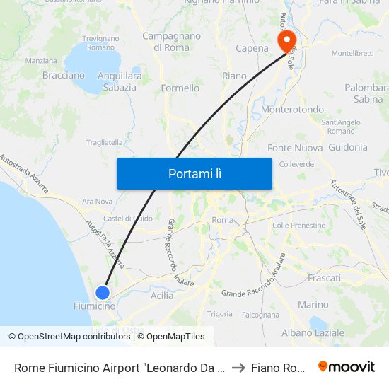 Rome Fiumicino Airport "Leonardo Da Vinci" (Fco) to Fiano Romano map
