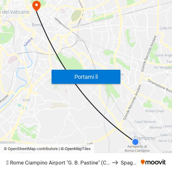 ✈ Rome Ciampino Airport "G. B. Pastine" (Cia) to Spagna map