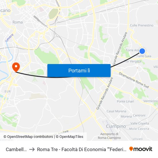 Cambellotti to Roma Tre - Facoltà Di Economia ""Federico Caffè"" map