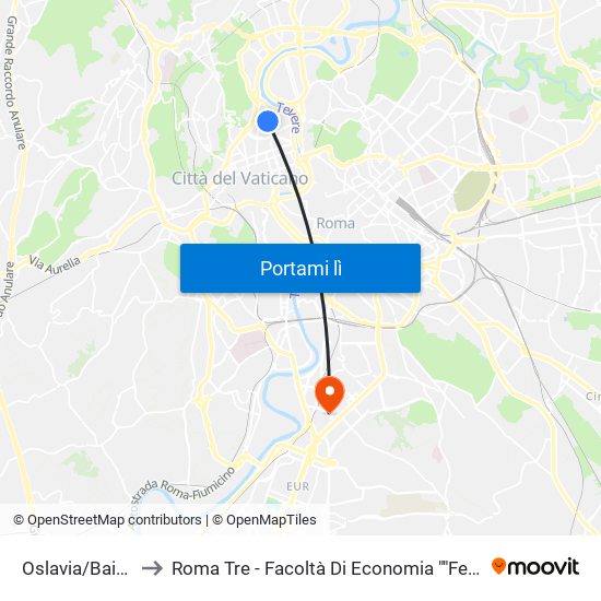 Oslavia/Bainsizza to Roma Tre - Facoltà Di Economia ""Federico Caffè"" map