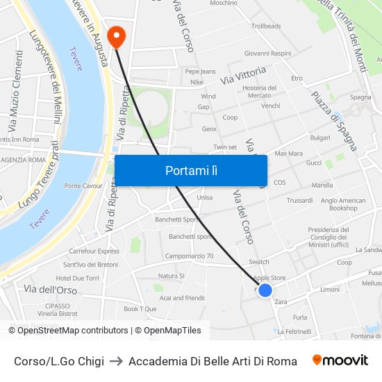 Corso/L.Go Chigi to Accademia Di Belle Arti Di Roma map