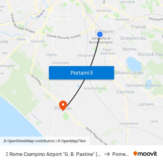 ✈ Rome Ciampino Airport "G. B. Pastine" (Cia) to Pomezia map