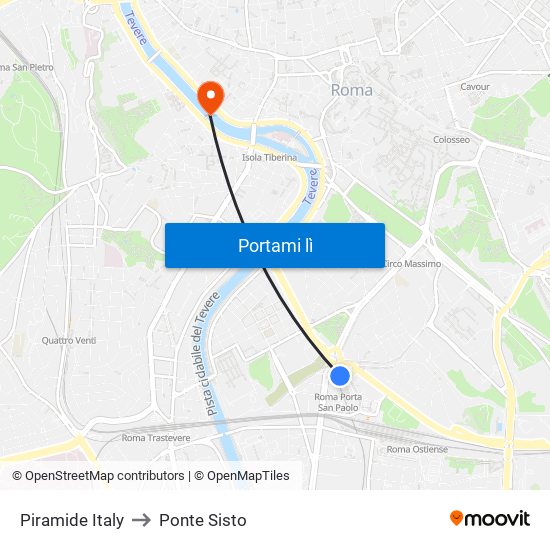 Piramide Italy to Ponte Sisto map