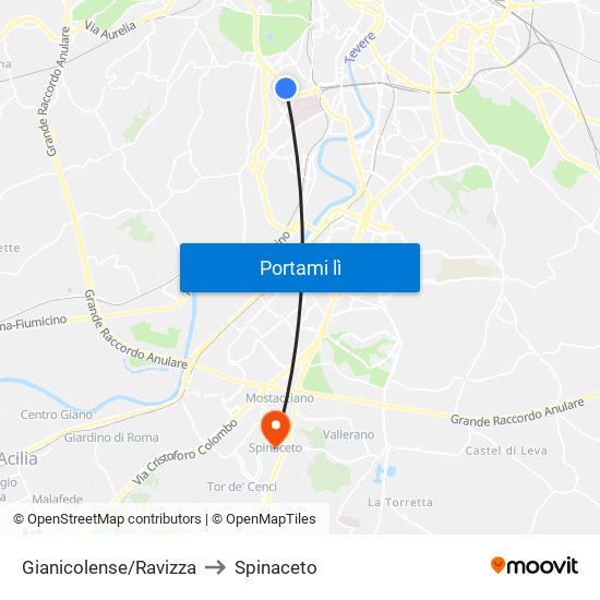 Gianicolense/Ravizza to Spinaceto map
