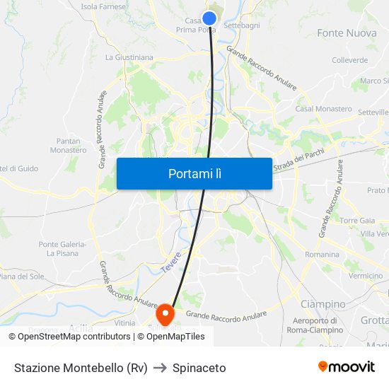 Stazione Montebello (Rv) to Spinaceto map