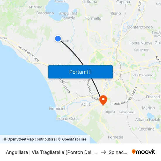 Anguillara | Via Tragliatella (Ponton Dell'Elce) to Spinaceto map