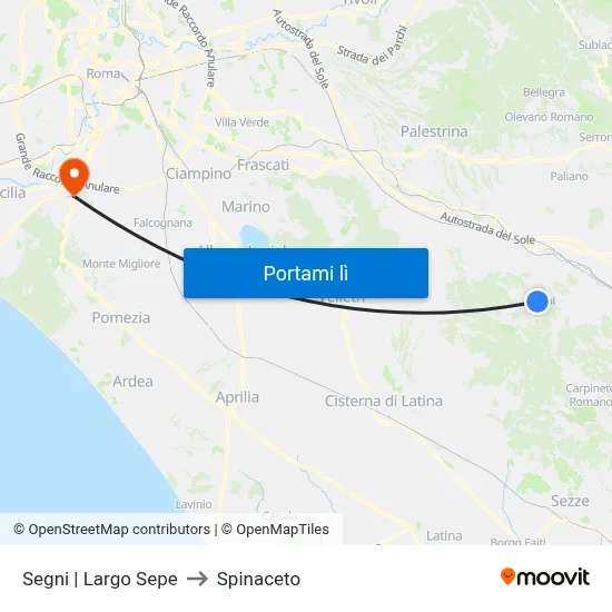 Segni | Largo Sepe to Spinaceto map