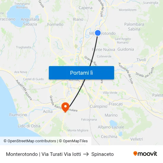Monterotondo | Via Turati Via Iotti to Spinaceto map