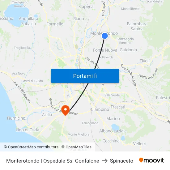 Monterotondo | Ospedale Ss. Gonfalone to Spinaceto map