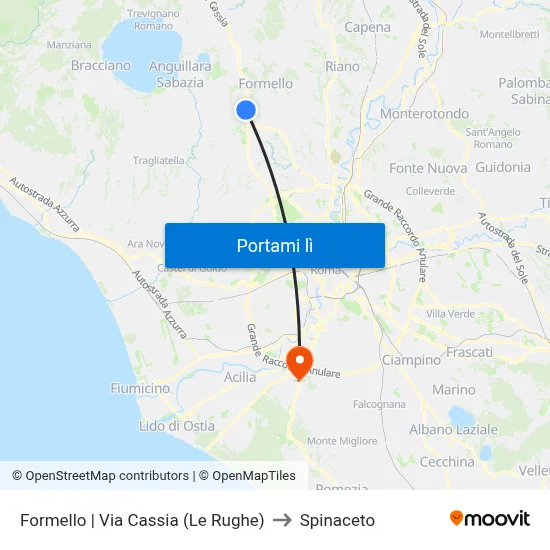 Formello | Via Cassia (Le Rughe) to Spinaceto map