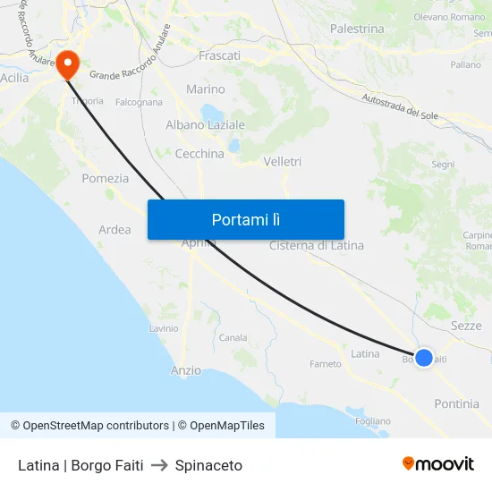 Latina | Borgo Faiti to Spinaceto map