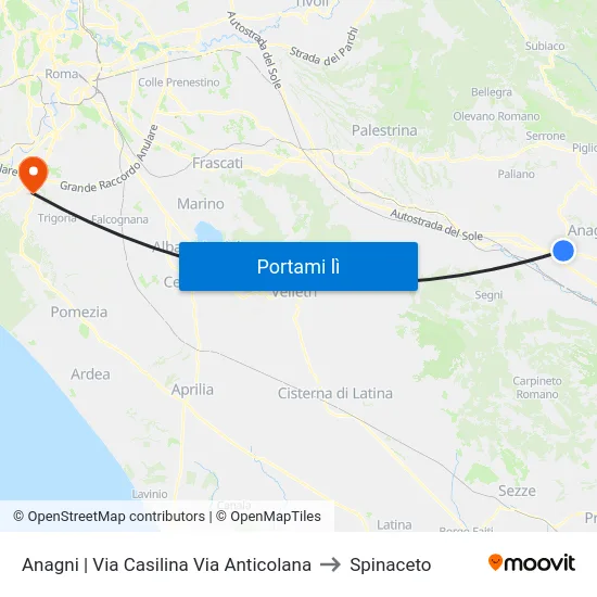 Anagni | Via Casilina Via Anticolana to Spinaceto map