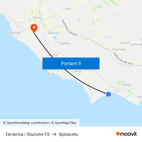 Terracina | Stazione FS to Spinaceto map