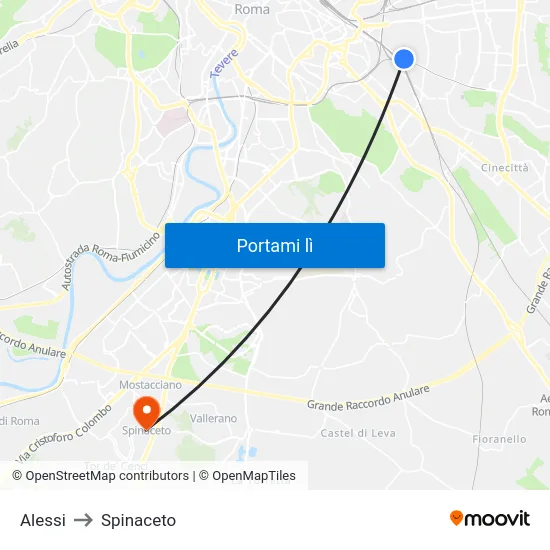 Alessi to Spinaceto map