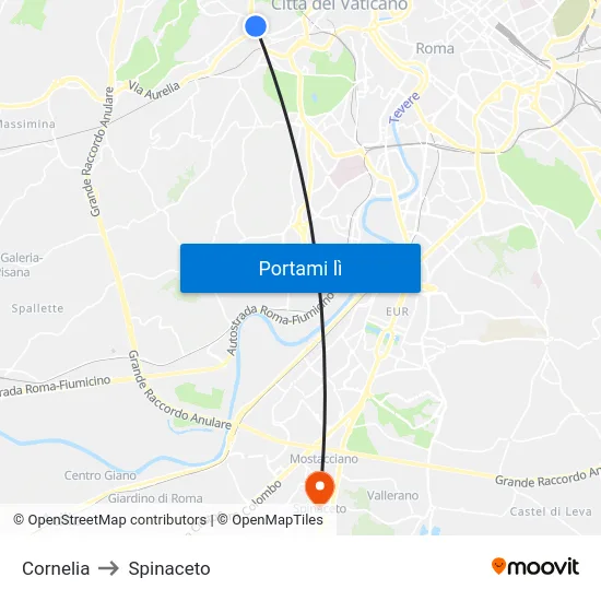 Cornelia to Spinaceto map