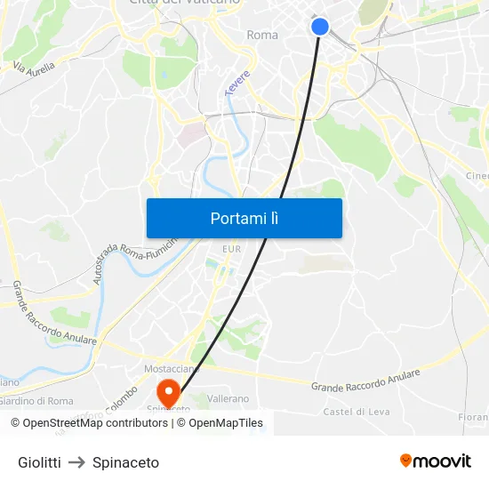 Giolitti to Spinaceto map