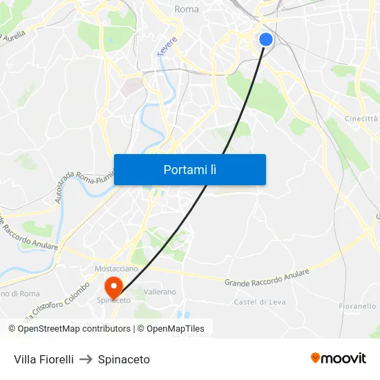Villa Fiorelli to Spinaceto map