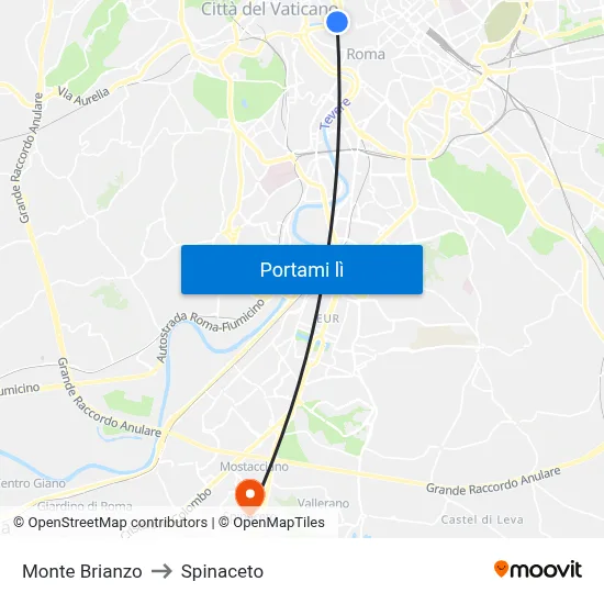 Monte Brianzo to Spinaceto map