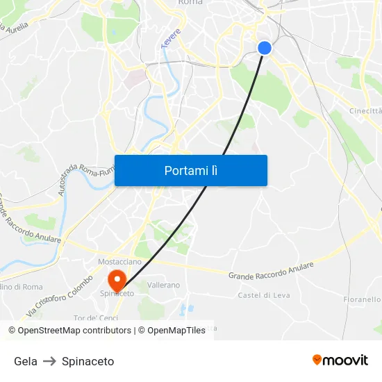 Gela to Spinaceto map