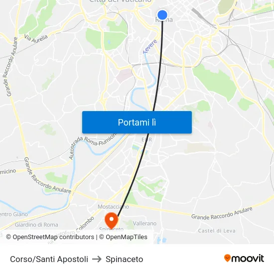 Corso/Santi Apostoli to Spinaceto map