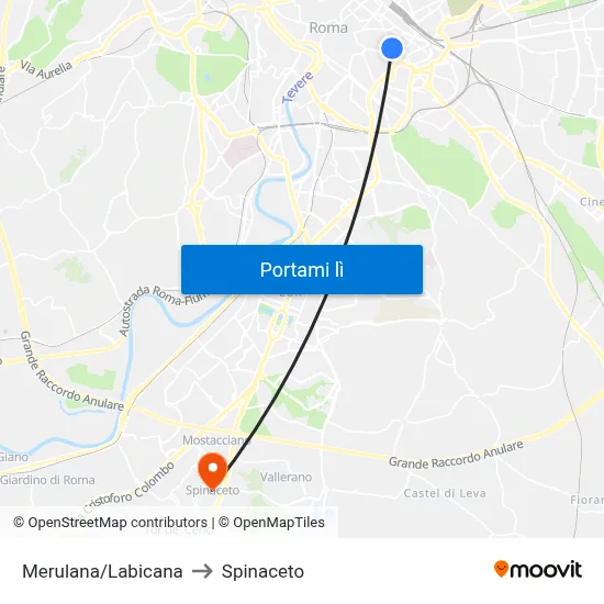 Merulana/Labicana to Spinaceto map