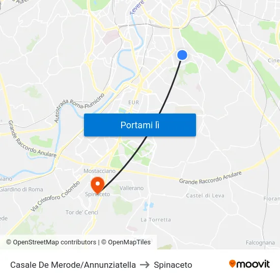 Casale De Merode/Annunziatella to Spinaceto map