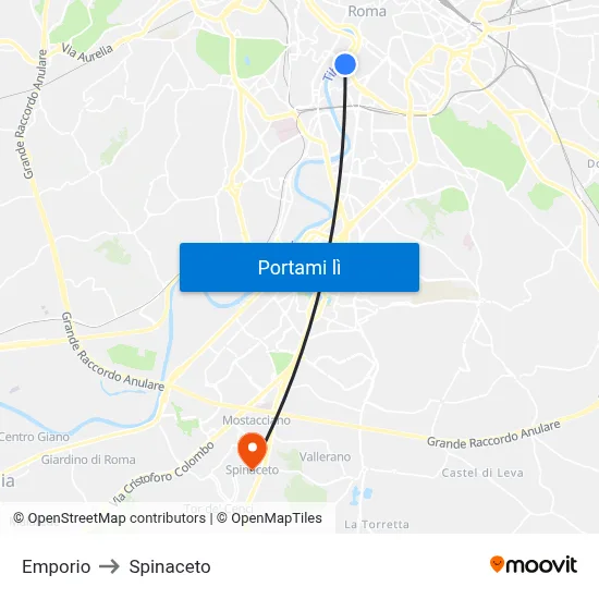 Emporio to Spinaceto map