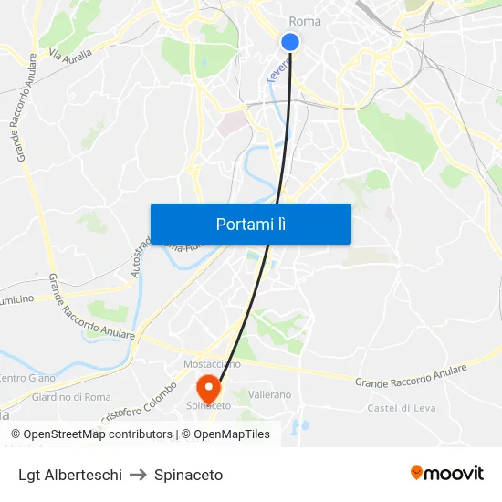 Lgt Alberteschi to Spinaceto map