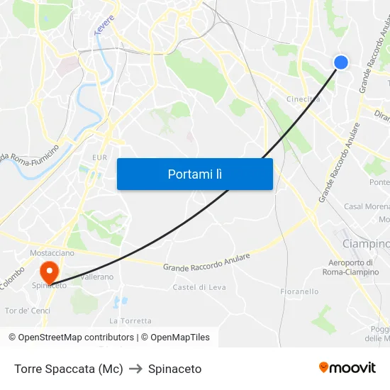 Torre Spaccata (Mc) to Spinaceto map