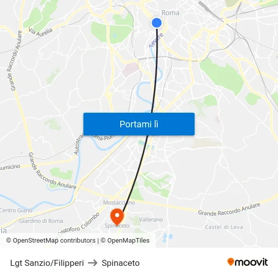 Lgt Sanzio/Filipperi to Spinaceto map