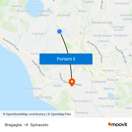 Bragaglia to Spinaceto map