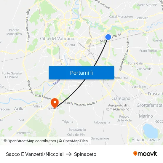 Sacco E Vanzetti/Niccolai to Spinaceto map